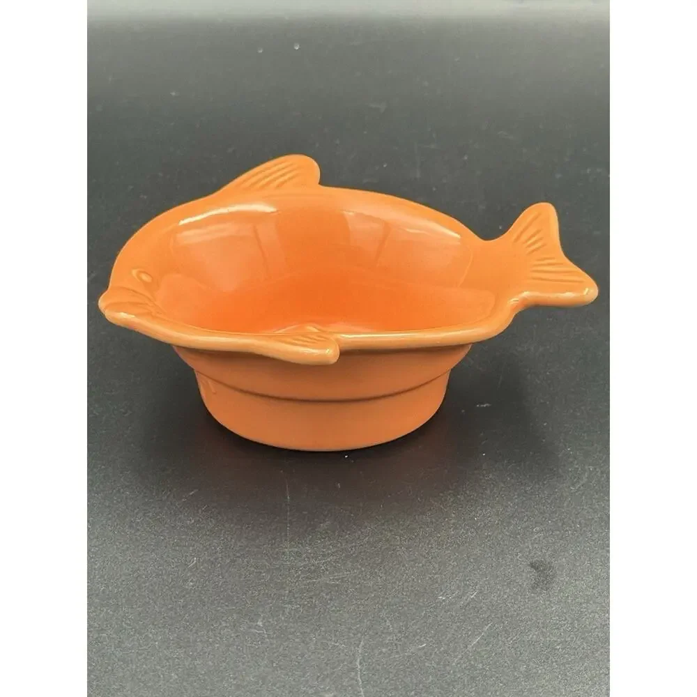 Vintage Chantal Orange Fish Shaped Stoneware Bowl 91-FSB-B7 1.5 Cup